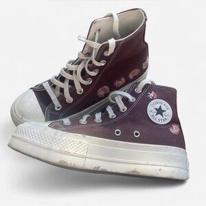 Converse Chuck Taylor Brown Platform w/ Cute Paisley Pattern Women’s 6